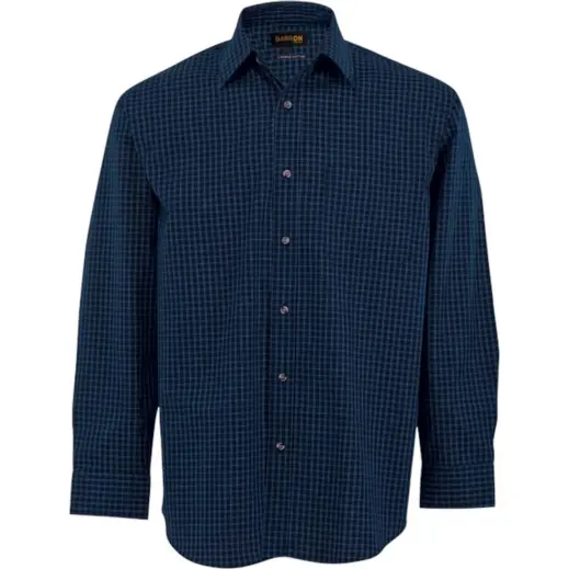 Mens Pioneer Check Lounge Long Sleeve Navy Front